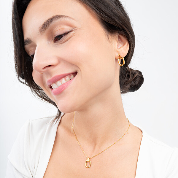 Pozlacená sada minimalistických šperků (náušnice, řetízek, přívěsek)