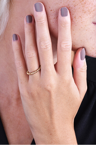 Štýlový ružovo pozlátený guličkový prsteň