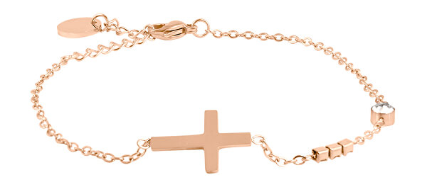 Brățară minimalistă din bronz cu cruce VCBW024RG