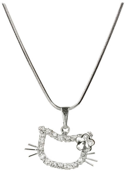 Dievčenské náhrdelník Mačička s kvietkom Crystal
