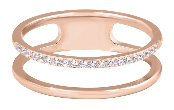 Dvojitý minimalistický prsteň z ocele Rose Gold