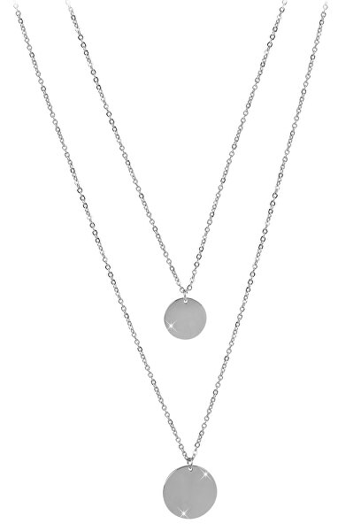 Dvojitý náhrdelník s kruhovými príveskami z ocele