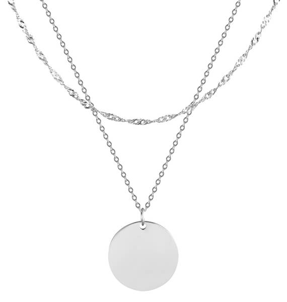 Dvojitý ocelový náhrdelník s kruhovým přívěskem