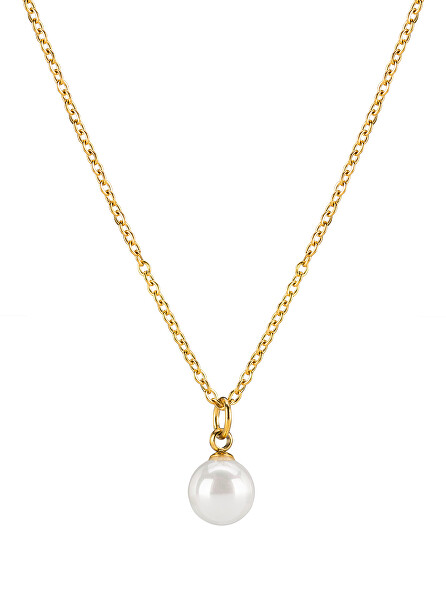 Elegantný pozlátený náhrdelník s perličkou VJMS002NR