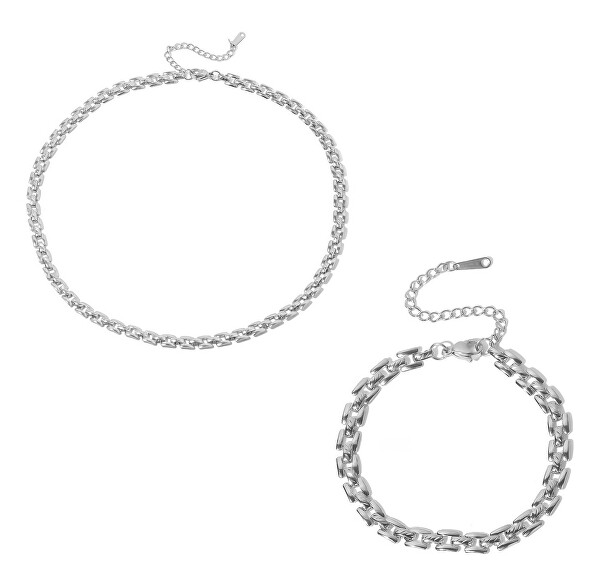 Set elegante di gioielli in acciaio da donna (collana, bracciale)