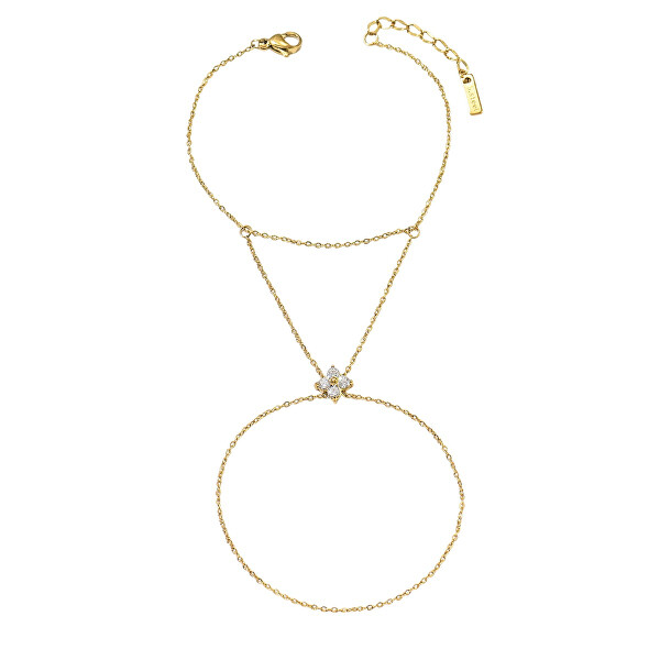Fashion pozlacený náramek s provlečením na prst Gold