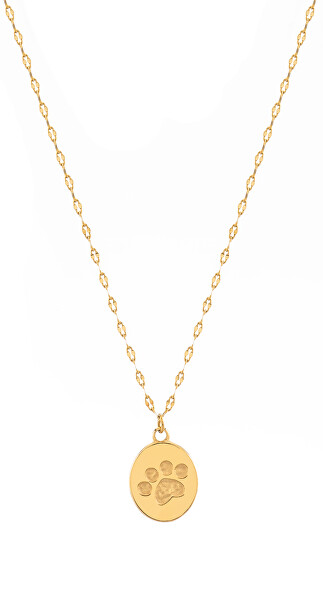Hravý pozlacený náhrdelník Tlapka VABQJN038G (řetízek, přívěsek)