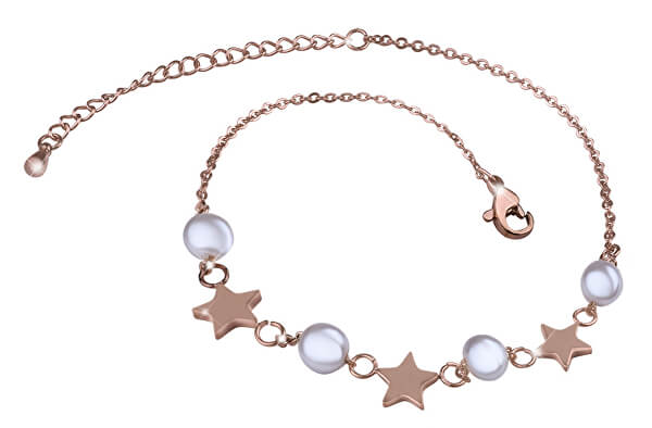 Feines Bronzearmband mit Sternen und Perlen