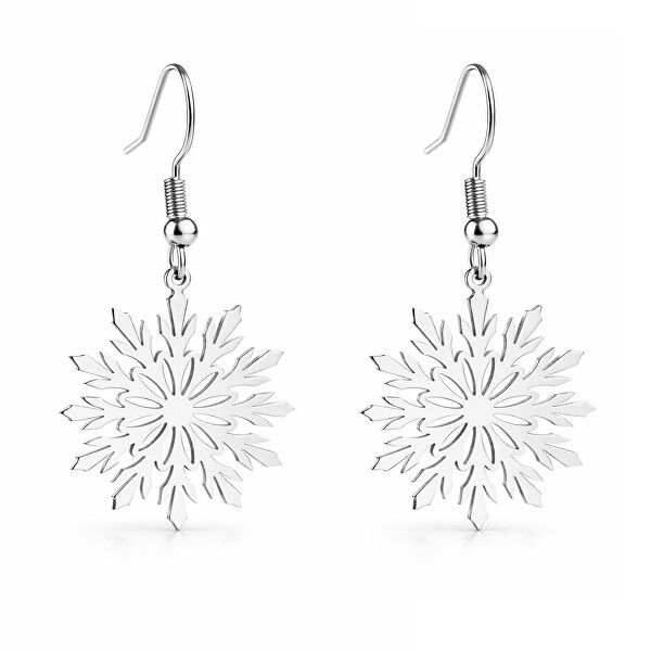 Krásné visací náušnice z oceli Sněhové vločky