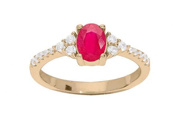 Gyönyörű aranyozott gyűrű rubinnal és cirkónium kövekkel PO/SRC0203T