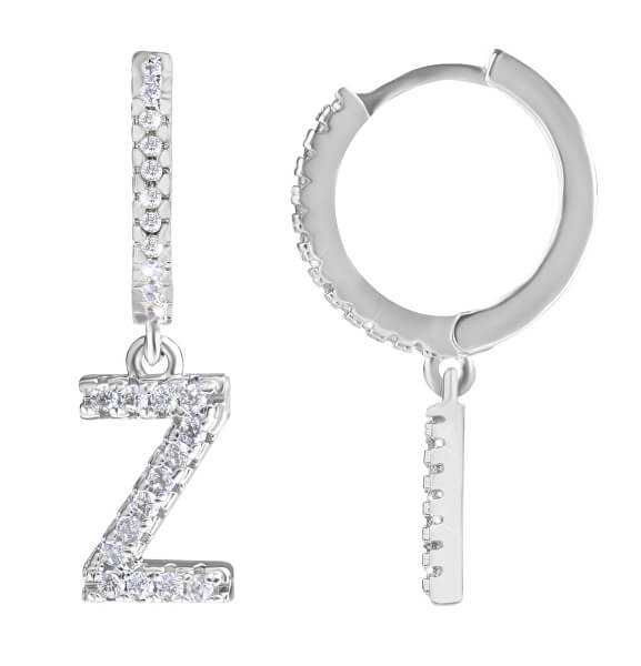 Cercel rotund singular din oțel "Z" cu zirconii