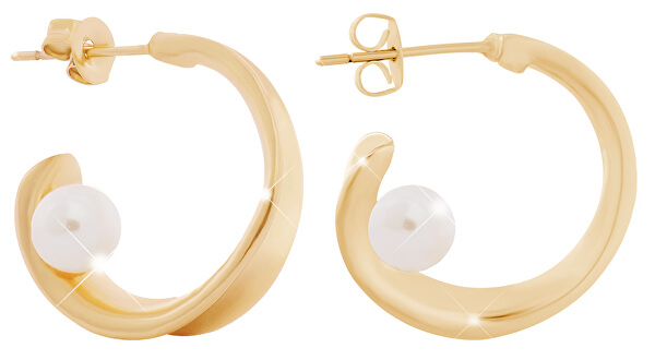 Runde vergoldete Ohrringe mit Perle