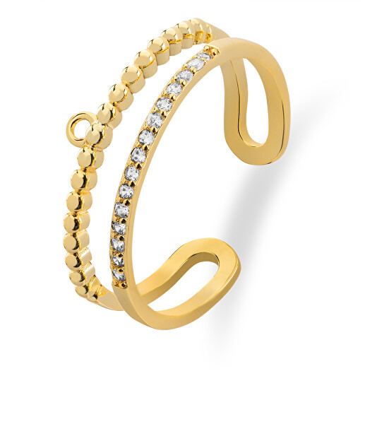 Moderner vergoldeter Ring mit Zirkonen VBR0118G