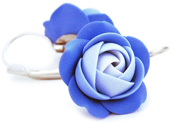 Orecchini fiori pendenti blu