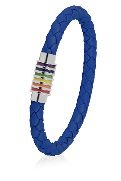 Modrý kožený náramek s magnetickou sponou