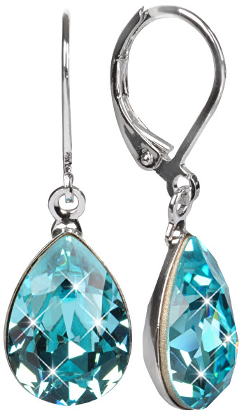Elegantní náušnice s krystaly Pear Light Turquois
