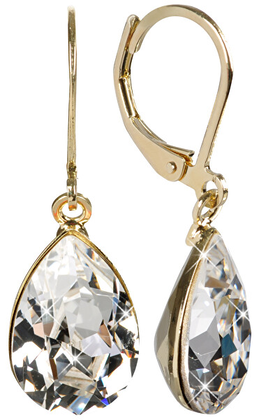 Elegantní pozlacené náušnice s krystaly Pear Crystal