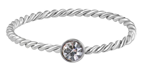 Anello dal design attorcigliato in acciaio con zircone Silver