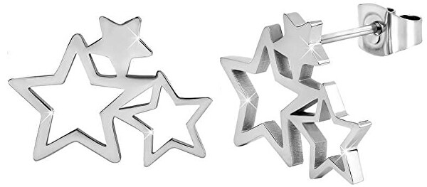Stahlohrringe mit drei Sternen