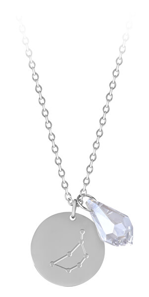 Acél nyaklánc cirkónium kővel Szűz  (lánc, 2x medál)