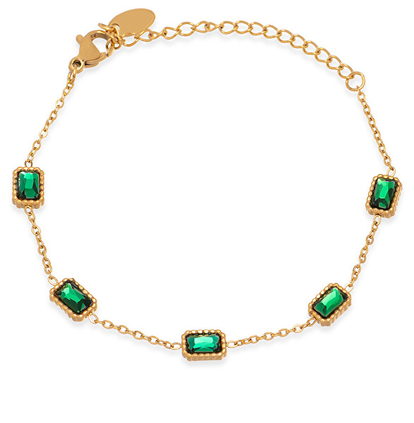 Bezauberndes vergoldetes Armband mit grünen Kristallen