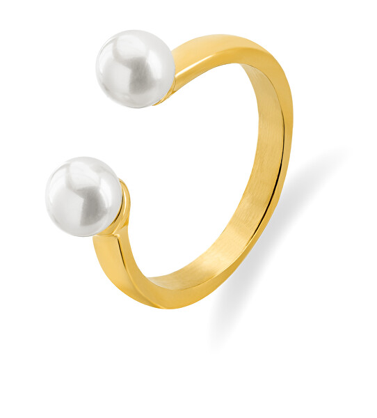 Offener vergoldeter Ring mit Perlen VAAXA357G