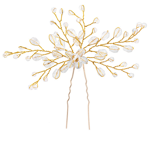 Ornament pentru păr placat cu aur cu mărgele