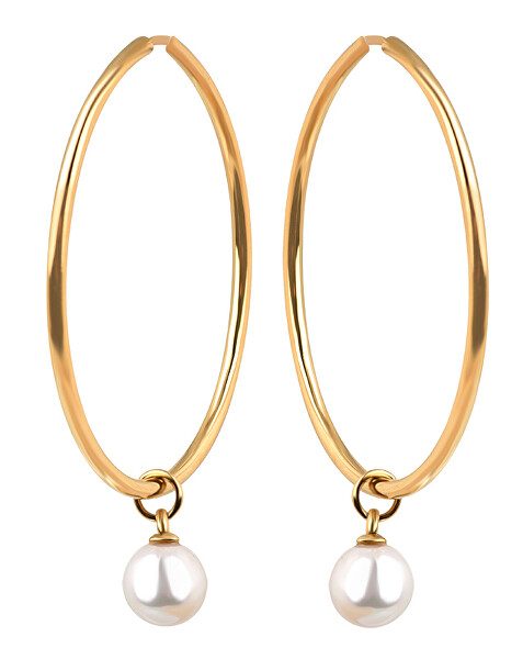 Vergoldete runde Ohrringe mit Perle 2in1 VJMS002ER