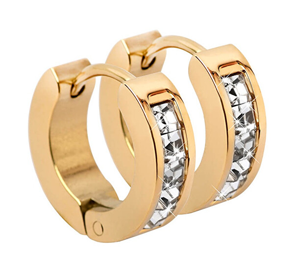 Pozlacené ocelové náušnice kroužky s krystaly