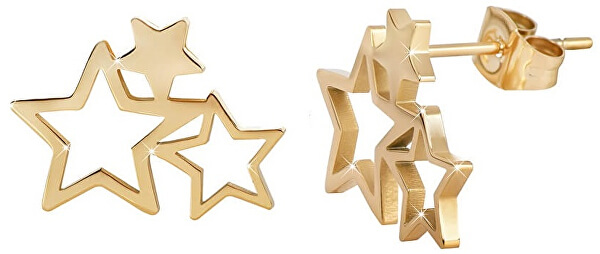 Vergoldete Stahlohrringe mit drei Sternen