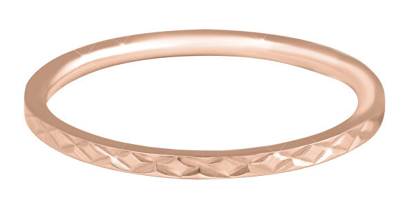 Pozlacený minimalistický prsten z oceli s jemným vzorem Rose Gold
