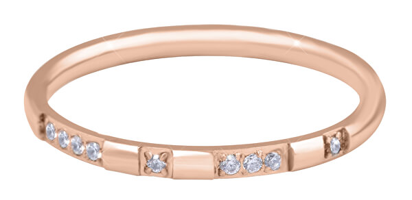 Pozlátený minimalistický prsteň z ocele so zirkónmi Rose zlaté