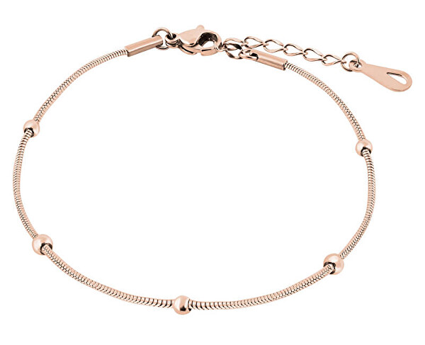 Růžově pozlacený řetízek na nohu s kuličkami Hádek