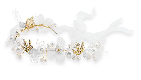 Coroniță elaborată cu perle și flori