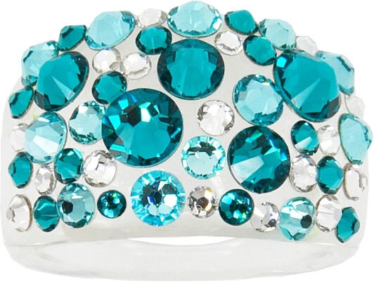 Třpytivý prsten s krystaly Bubble Blue Zircon