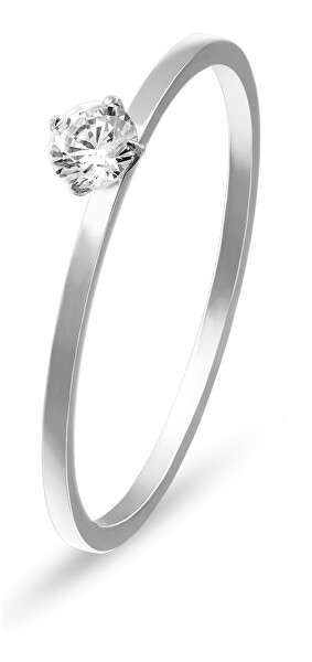 Půvabný ocelový prsten s krystalem