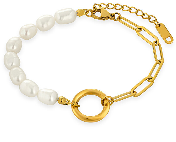 Affascinante bracciale placcato oro con perle TO3941
