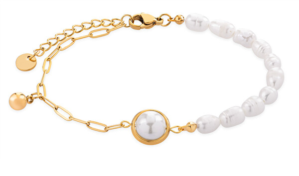 Affascinante bracciale placcato oro con perle VGS1299G-1