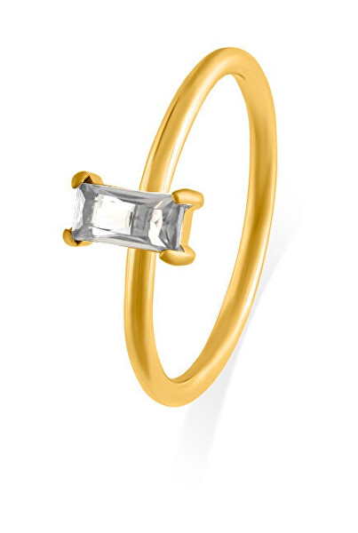 Affascinante anello placcato oro con zircone chiaro