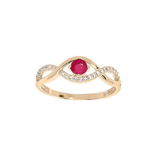Anmutiger vergoldeter Ring mit fuchsiafarbenem Zirkon PO/SR00716O