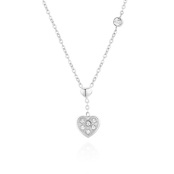 Romantický oceľový náhrdelník s kryštálmi VSN028S