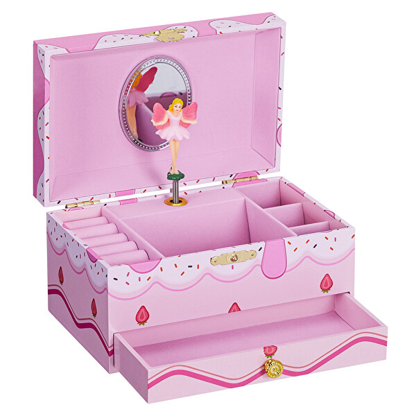 Růžová dětská hrací šperkovnice Balerína