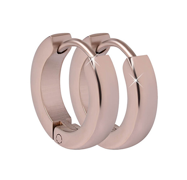 Růžově pozlacené ocelové náušnice kroužky