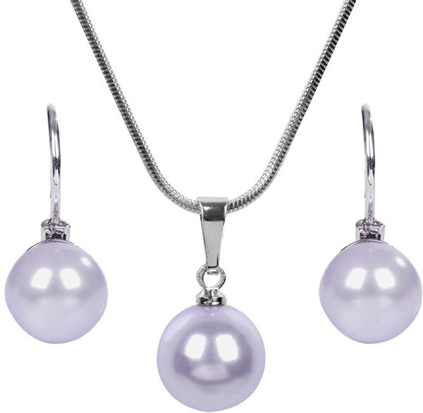 Půvabná sada náhrdelníku a náušnic Pearl Lavender