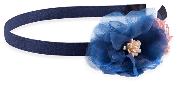 Bentiță stilată de păr albastră cu flori
