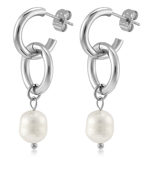 Slušivé ocelové náušnice s perlami VAAJDE201463S