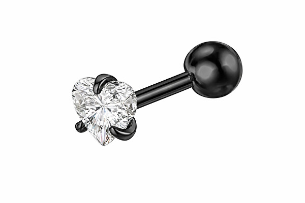 Slušivý titánový piercing so srdiečkom VSE6015SB-PET