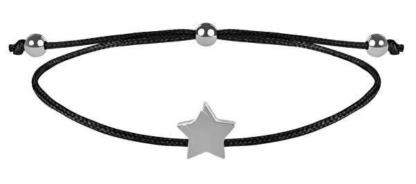 Schnur-Armband mit Stern Schwarz/Stahl