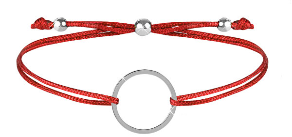 Schnur-Armband mit Ring Rot/Stahl