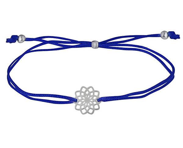 Schnur-Armband mit Mandala blau/Stahl